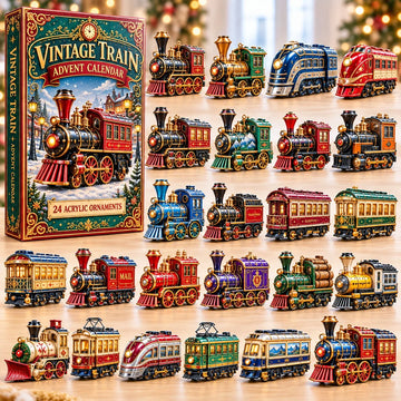 Vintage Train advent calendar 2026 - 24-Day Countdown, Acrylic Charms
