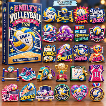 Volleyball Ace Advent Calendar 2026 - 24-Day Countdown, Acrylic Charms