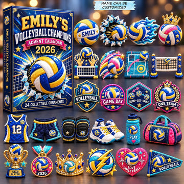 Volleyball Champions Advent Calendar 2026 - 24-Day Countdown, Acrylic Charms