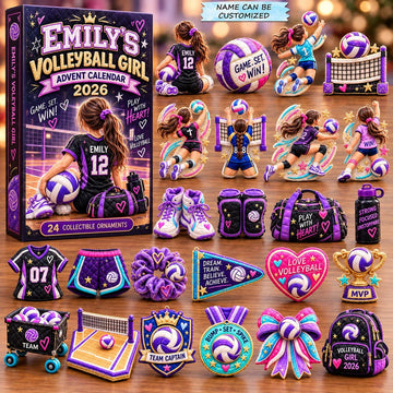 Volleyball Girl Advent Calendar 2026 - 24-Day Countdown, Acrylic Charms