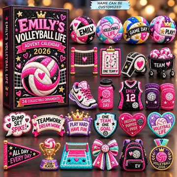 Volleyball Life Advent Calendar 2026 - 24-Day Countdown, Acrylic Charms