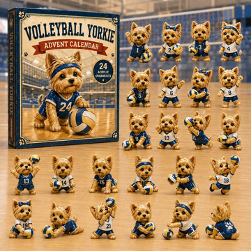 Volleyball Yorkie Player Advent Calendar 2026 - 24-Day Countdown, Acrylic Charms Every Day Bring New Suprises