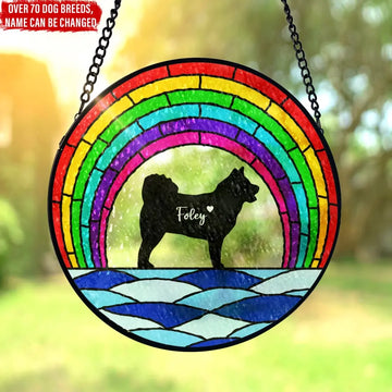 Pet Rainbow Sky Personalized Personalized Window Stained Glass Suncatcher Hanging