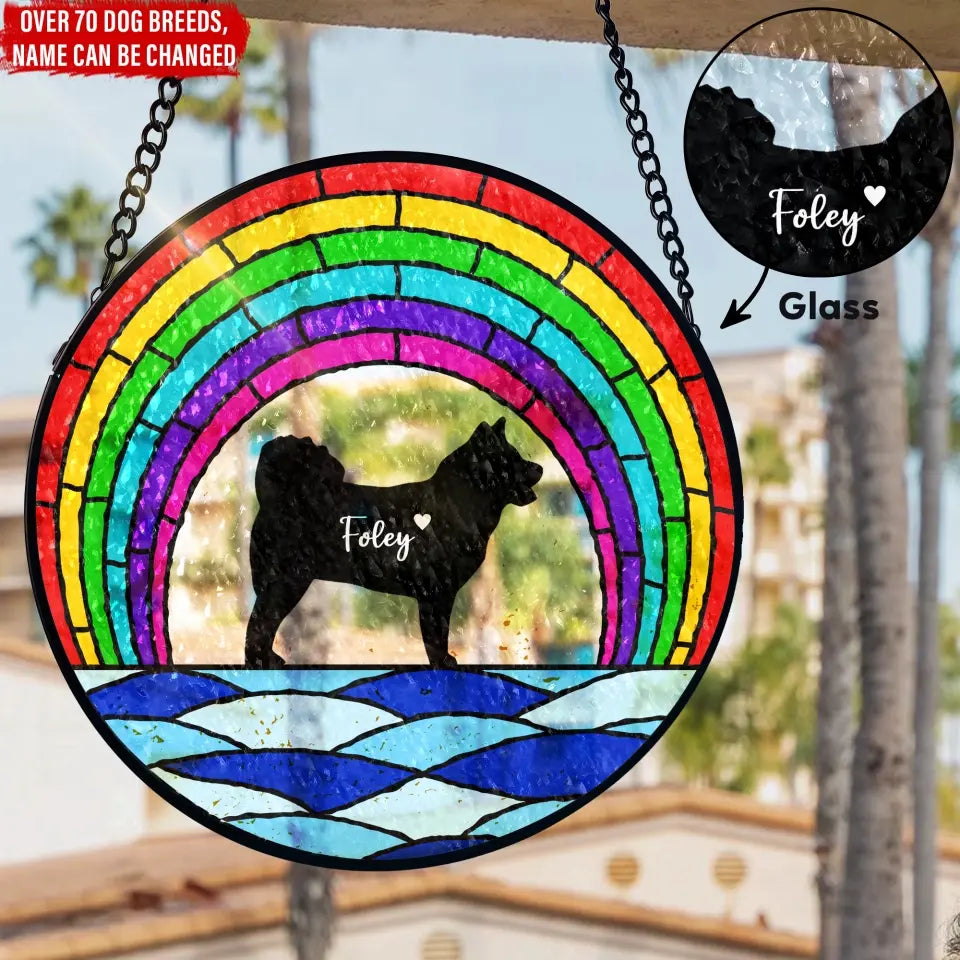 Pet Rainbow Sky Personalized Personalized Window Stained Glass Suncatcher Hanging