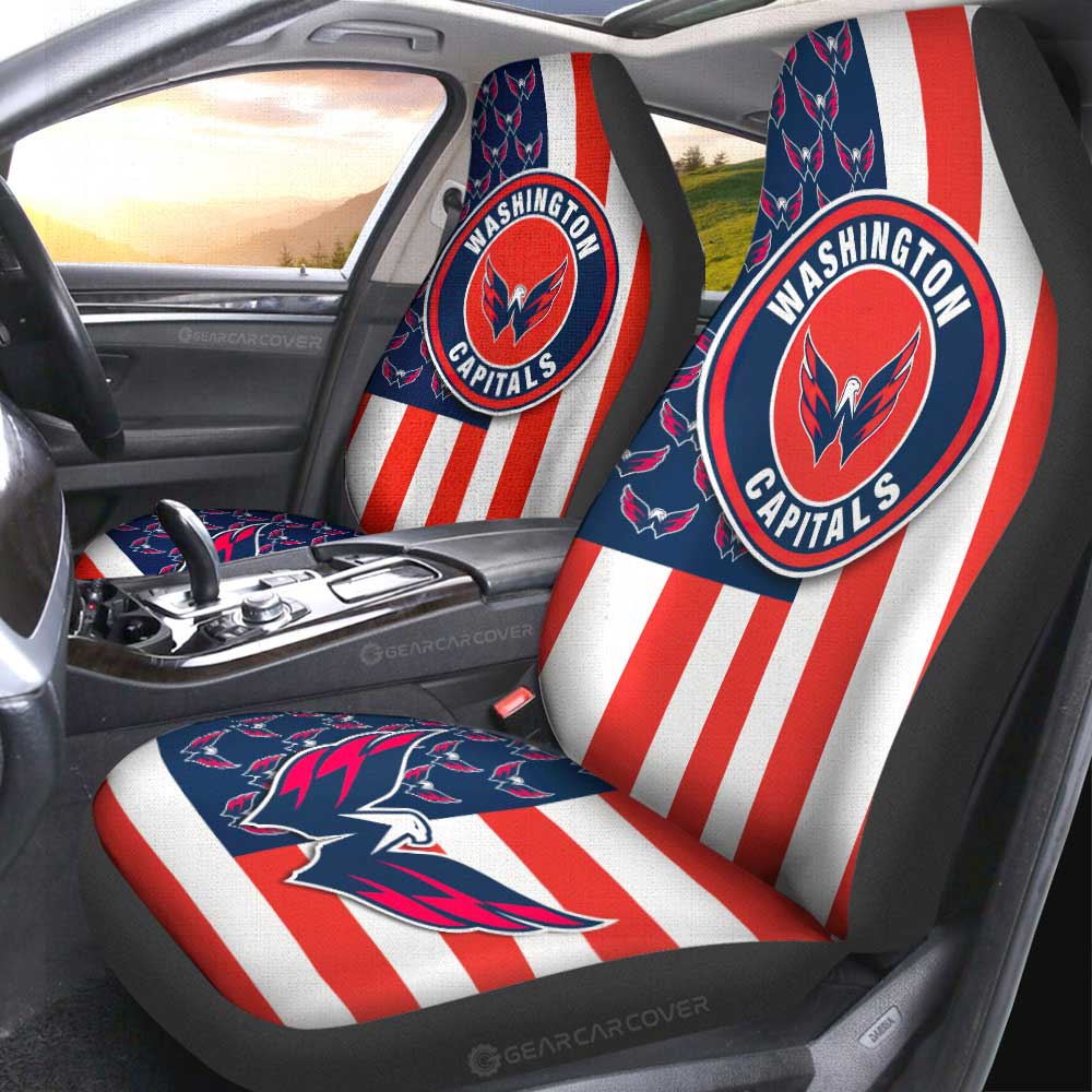 Washington Capitals Car Seat Covers Custom US Flag Style