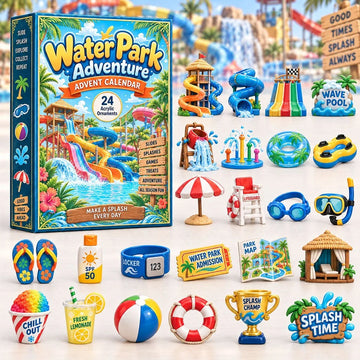Water Park Adventure Advent Calendar 2026 - 24-Day Countdown, Acrylic Charms