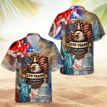 We The People Hawaiian Shirt, USA Eagle 250th Anniversary, 1776–2026 Shirt, Patriotic Beach Summer Shirt, Independence Day Gift