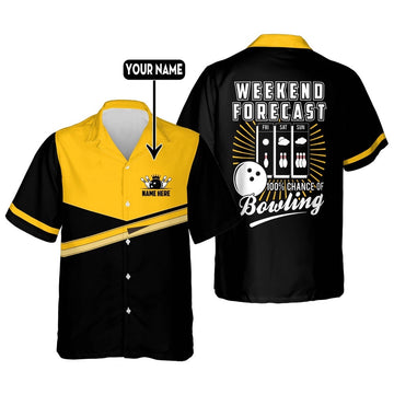 Weekend Forecast Chance Bowling Shirt, Custom Bowling Shirt, Custom Team Bowling Hawaiian Shirt