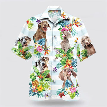 Weimaraner Dog Pineapple Flower Pattern Hawaiian Shirt – Dog Lover Hawaiian Shirts