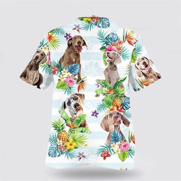 Weimaraner Dog Pineapple Flower Pattern Hawaiian Shirt – Dog Lover Hawaiian Shirts1