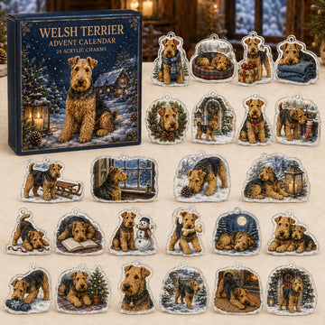 Welsh Terrier Winter Advent Calendar 2026 - 24-Day Countdown, Acrylic Charms