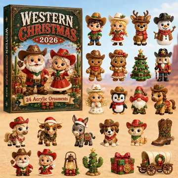 Western Christmas Advent Calendar 2026 - 24-Day Countdown, Acrylic Charms Every Day Bring New Suprises