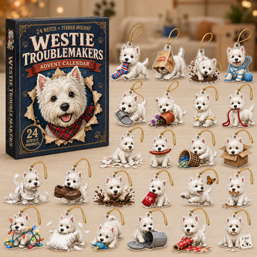 Westie Troublemakers Advent Calendar 2026 24 Day Festive Countdown Acrylic Charms Blind Box Gift For West Highland Terrier Lovers