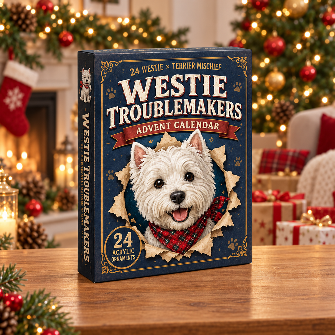 Westie Troublemakers Advent Calendar 2026 24 Day Festive Countdown Acrylic Charms Blind Box Gift For West Highland Terrier Lovers