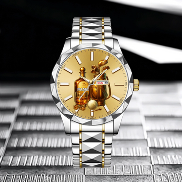 🥃Whiskey & Golf Customized Watch - Personalized Name - Gift For Whiskey, Golf Lovers