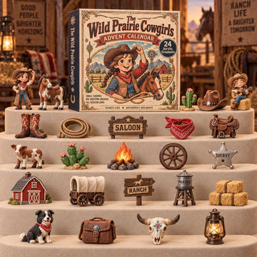Wild Prairie Cowgirls Advent Calendar 2026 - 24-Day Countdown, Acrylic Charms
