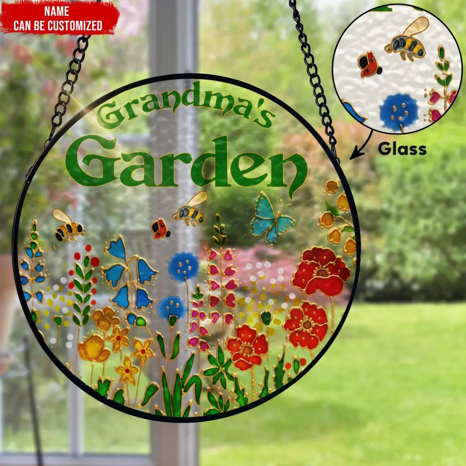 Wildflowers Garden Colorful Suncatcher Personalized Window Stained Glass