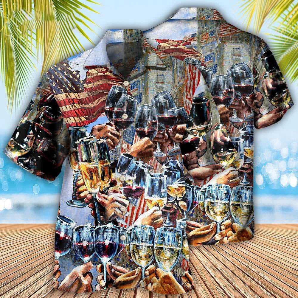 Wine Cheers Independence Day Hawaiian Shirt, 4th Of July Hawaiian Shirt, 4th Of July Shirt