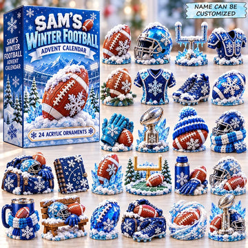 Winter American Football Advent Calendar 2026 - 24-Day Countdown, Acrylic Charms