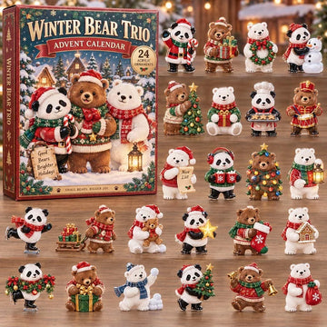 Winter Bear Trio Advent Calendar 2026 - 24-Day Countdown, Acrylic Charms