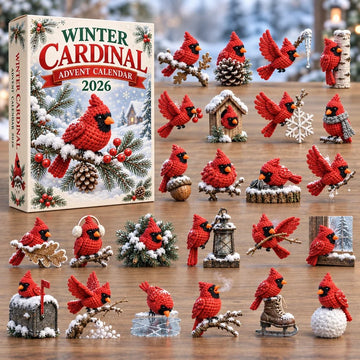 Winter Cardinal Advent Calendar 2026 - 24-Day Countdown, Acrylic Charms
