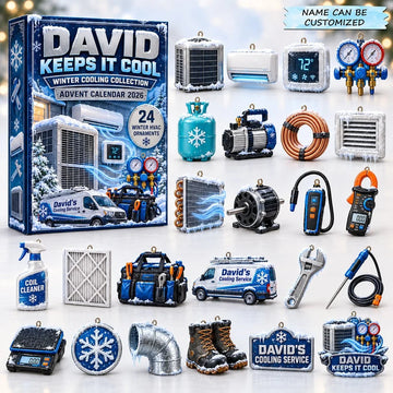 Winter Cooling HVAC Technician Advent Calendar 2026 - 24-Day Countdown, Acrylic Charms