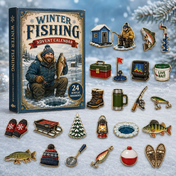 Winter Fishing Advent Calendar 2026 - 24-Day Countdown, Acrylic Charms Every Day Bring New Suprises