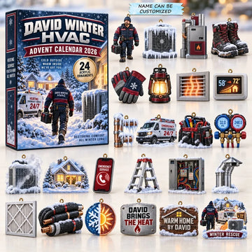 Winter HVAC Advent Calendar 2026 - 24-Day Countdown, Acrylic Charms