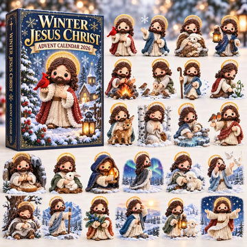 Winter Jesus Christ Advent Calendar 2026 - 24-Day Countdown, Acrylic Charms