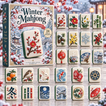 Winter Mahjong Advent Calendar 2026 - 24-Day Countdown, Acrylic Charms Every Day Bring New Suprises