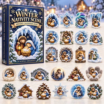 Winter Nativity Scene Advent Calendar 2026 - 24-Day Countdown, Acrylic Charms