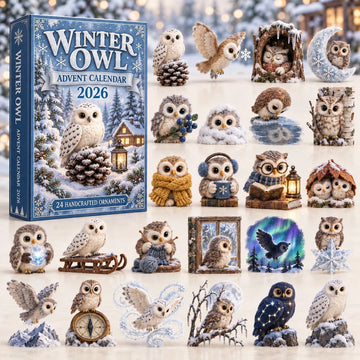 Winter Owl Advent Calendar 2026 - 24-Day Countdown, Acrylic Charms