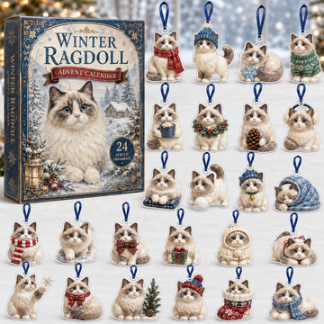 Winter Ragdoll Advent Calendar 2026 24 Day Festive Countdown Acrylic Charms Blind Box Gift For Cat Lovers