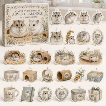 Winter White Hamster Advent Calendar 2026 - 24-Day Countdown, Acrylic Charms