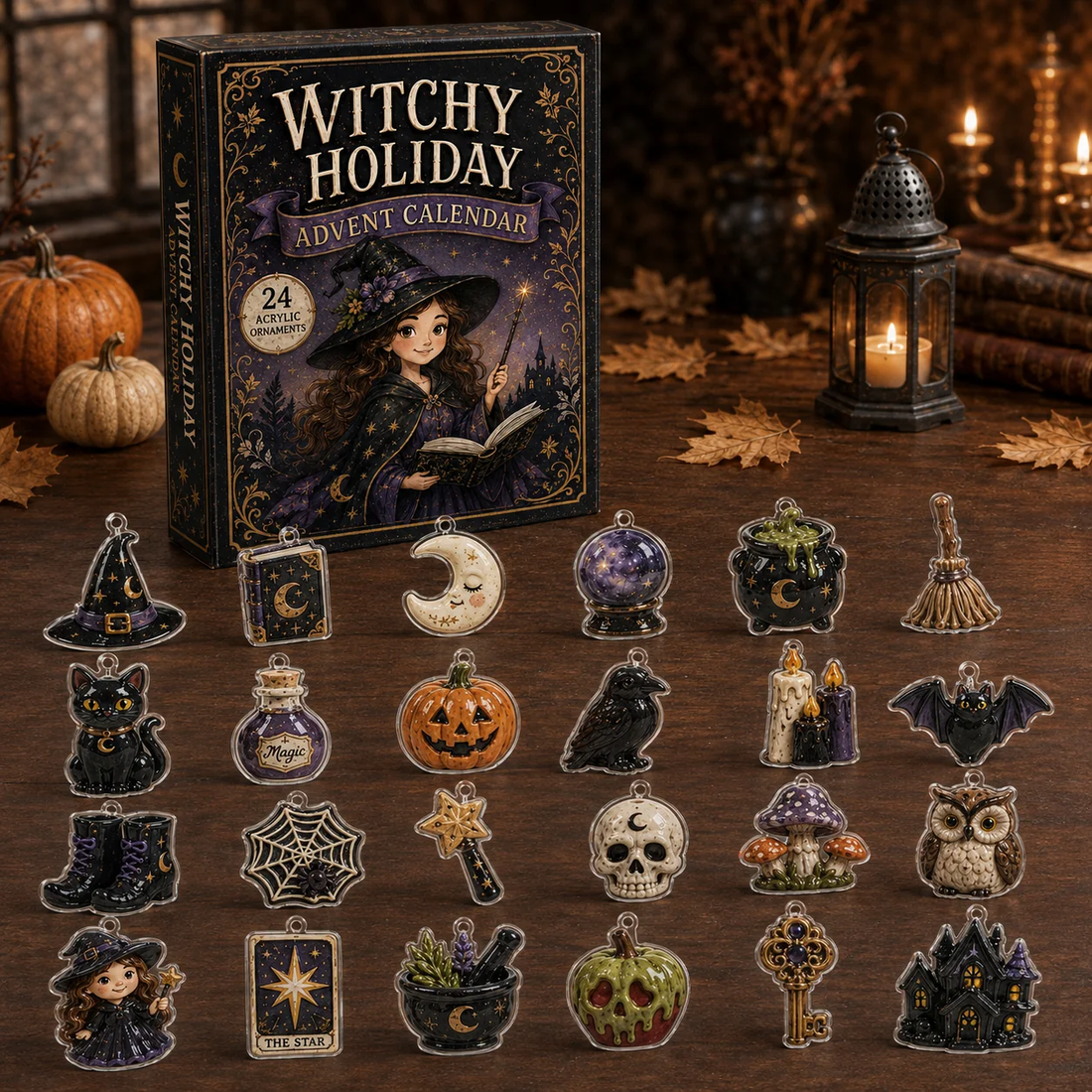 Witchy Magic Advent Calendar 2026 - 24-Day Festive Countdown, Acrylic Charms Blind Box - Gift For Halloween Lovers201