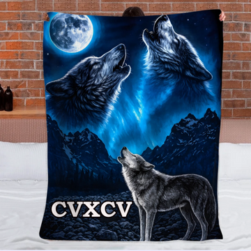 Wolf Howl Moon Custom Blanket - Personalized Name - Gifts For Wolf Lovers
