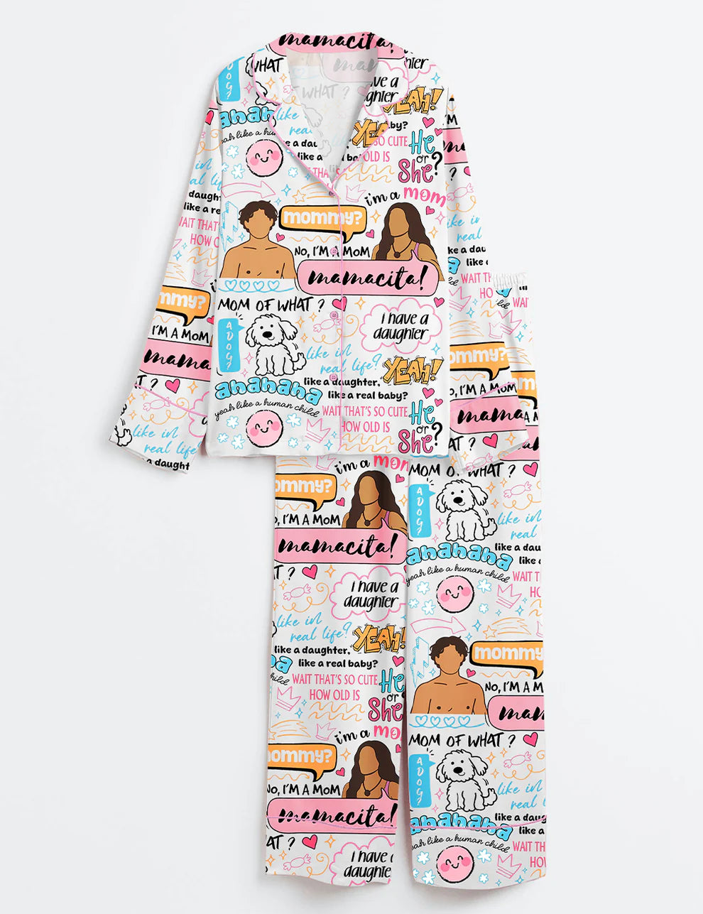 Women’s Mommy Mamacita Quote I'm a Mommy Mamacita Funny Huda Quote Reality TV Fans Print Long Sleeve Satin Pajama Set