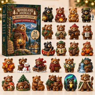 Woodland Animals Bear Collection advent calendar 2026 - 24-Day Countdown, Acrylic Charms