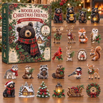 Woodland Christmas Friends Advent Calendar 2026 - 24-Day Countdown, Acrylic Charms