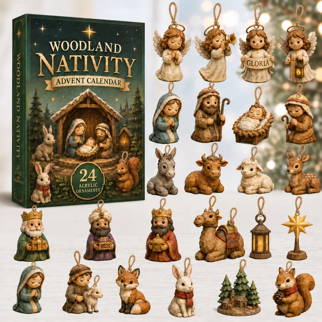 Woodland Nativity Advent Calendar 2026 - 24-Day Festive Countdown, Acrylic Charms Blind Box - Gift For Family & Friends115