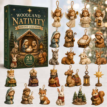 Woodland Nativity Advent Calendar 2026 24 Day Festive Countdown Acrylic Charms Blind Box Gift For Family Friends