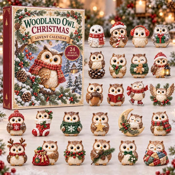 Woodland Owl Christmas Advent Calendar 2026 - 24-Day Countdown, Acrylic Charms