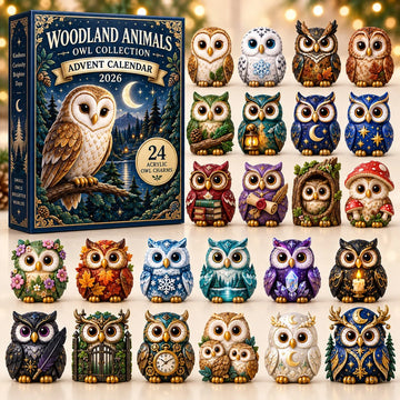 Woodland Owl advent calendar 2026 - 24-Day Countdown, Acrylic Charms