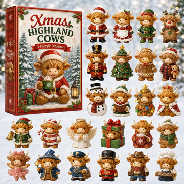 Xmas Highland Cow Crew Advent Calendar 2026 - 24-Day Countdown, Acrylic Charms Every Day Bring New Suprises