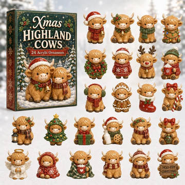 Xmas Highland Cow Moments Advent Calendar 2026 - 24-Day Countdown, Acrylic Charms Every Day Bring New Suprises