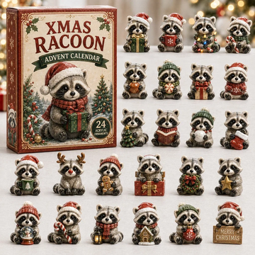 Xmas Raccoon Holiday Advent Calendar 2026 - 24-Day Countdown, Acrylic Charms Every Day Bring New Suprises