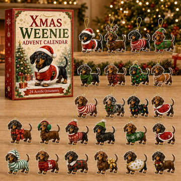Xmas Weenie Advent Calendar 2026 24 Day Festive Countdown Acrylic Charms Blind Box Gift For Dachshund Lovers