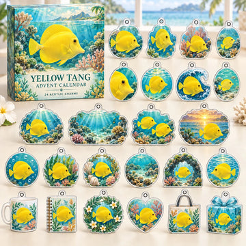 Yellow Tang Advent Calendar 2026 - 24-Day Countdown, Acrylic Charms