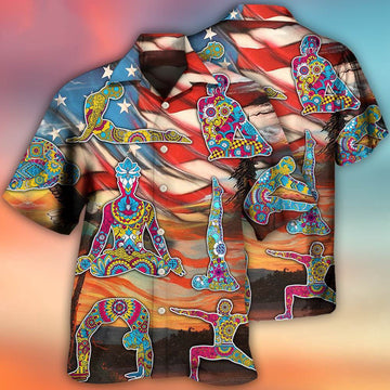 Yoga Independence Day Yoga Pose Hawaiian Shirt, 4th Of July Hawaiian Shirt, 4th Of July Shirt