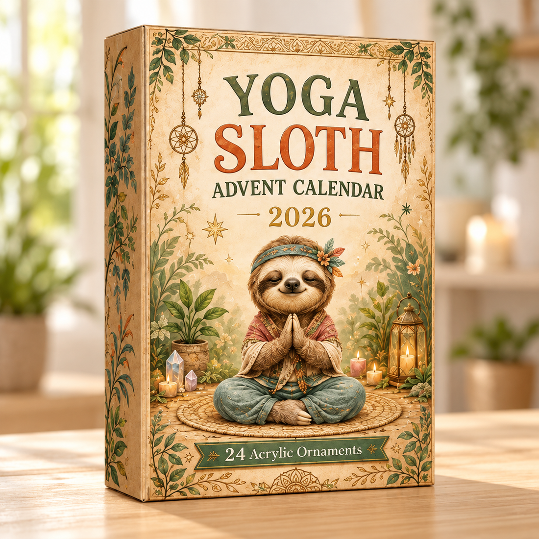 Yoga Sloth Advent Calendar 2026 24 Day Festive Countdown Acrylic Charms Blind Box Gift For Yoga Lovers